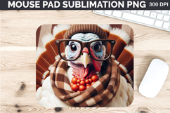 Watercolor Turkey Mouse Pad Sublimation - Thanksgiving PNG Product Image 1