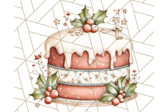 Christmas Cake Clipart PNG, Cottagecore Holiday Desserts Product Image 3