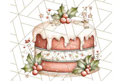 Christmas Cake Clipart PNG, Cottagecore Holiday Desserts Product Image 3