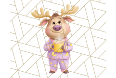 Santa’s Pajama Day Clipart, Cute Christmas Bedtime PNG Product Image 3