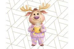 Santa’s Pajama Day Clipart, Cute Christmas Bedtime PNG Product Image 3