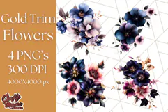 Gothic Floral PNG, Dark Aesthetic Flowers Clipart Print Product Image 1