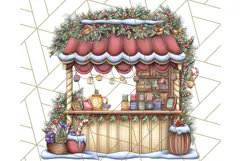 Cozy Christmas Market Stall Clipart PNG, Holiday Art Png Product Image 3