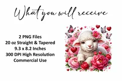 Valentine's Day Lamb Tumbler Wrap Sublimation Design Product Image 2