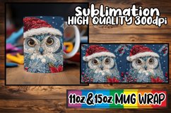 Owl Christmas Mug Wrap Embroidered 11oz 15oz Sublimation Product Image 1