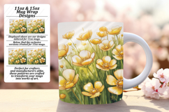 Unique 15oz Mug Wrap Png Design , Flowers Product Image 1