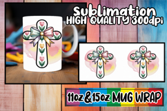 Uplifting dreams 11oz 15oz mug wrap, Cross and Bow Product Image 1