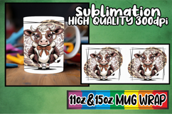 Serene beauty 11oz 15oz mug wrap, Cute Cow Product Image 1