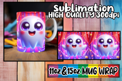 Happy hearts 11oz 15oz sublimation wrap, 3D Cute Ghost Product Image 1