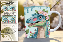 Enchanting 15oz Mug Wrap Png Template , Cute Dino Product Image 1