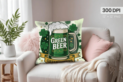 Green Beer Green Cheers Pillow PNG Sublimation Design Product Image 1