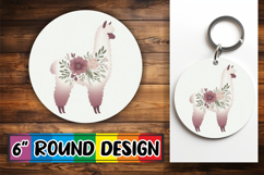 Blissful Circle Coaster Sublimation PNG, Flower Animals Product Image 1