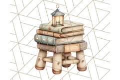 Whimsical Library Clipart with Cozy Readers and Books Product Image 3