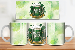 Green Beer Green Cheers Mug Wrap PNG Sublimation Design Product Image 1