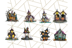 Halloween Buildings Clipart PNG, Haunted Houses Art Product Image 3