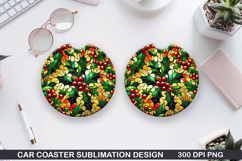 Christmas Car Coaster Sublimation| Christmas Coaster PNG Product Image 1