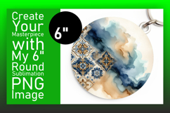 Cute Keychain Circle Design PNG , Watercolor Patter Product Image 1