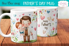Happy Father's day mug wrap PNG | Cute dad and son mug png Product Image 2