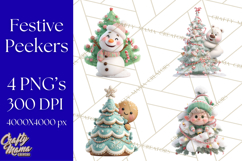 Christmas Tree Clipart PNG Cute Characters for Holiday Craft Product Image 1