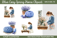 Blue Cozy Spring Home Clipart PNG Product Image 1