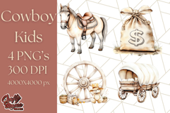 Cowboy Clipart PNG, Kid Western Country Graphic Product Image 1