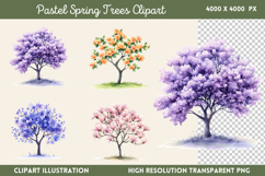 Pastel Spring Trees Clipart PNG Product Image 1