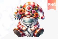 Floral Nurse Gnome Sublimation - Nurse Gnome Sublimation Product Image 1