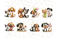 Dog and Cat Friends Clipart, Cute Animal Pet Art PNG Set Product Image 7