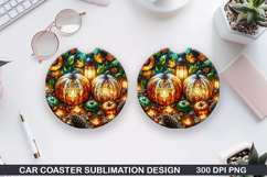Pumpkin Car Coaster Sublimation| Halloween Coaster PNG Product Image 1