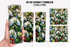 Florals Skinny Tumbler 20oz Wrap Design, Winter Tumbler PNG Product Image 1