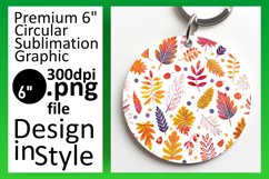 Fall Leaves Round Design with Watercolor Keychain Product Image 1