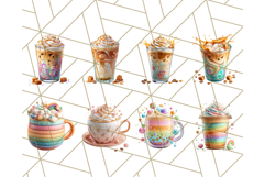 Pastel Coffee Mug Clipart PNG, Latte Iced Coffee Tea Cups Product Image 3
