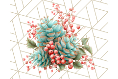 Coral and Aqua Christmas Clipart PNG, Pastel Holiday Art Product Image 3