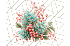 Coral and Aqua Christmas Clipart PNG, Pastel Holiday Art Product Image 3