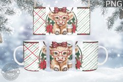 Christmas Mug Wrap Design-Christmas Highland Cow Sublimation Product Image 1