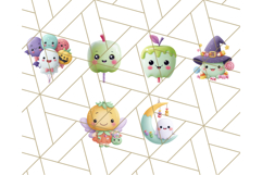 Kawaii Halloween Clipart Cute Kids and Candy Elements Png Product Image 7