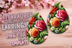 Creative Teardrop Earrings Sublimation Template , Flower Product Image 1