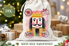 Pink Christmas Nutcracker Santa Sack, Winter Gift Bag Design Product Image 1