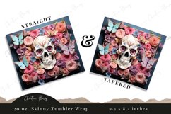 3D Skull with Felt Flowers Tumbler Wrap Sublimation Product Image 2