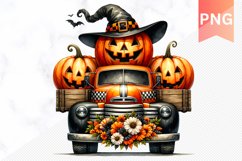 Halloween Truck With Pumpkins Sublimation Clipart PNG Design Product Image 1