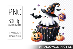 Spooky Cute Halloween Cupcakes Clipart PNG Bundle Product Image 16