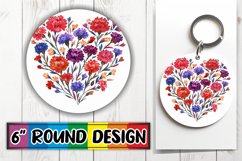 Sublimation Round Design Heart of Flowers Pattern PNG Product Image 1