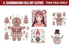 Scandinavian Folk Art Christmas Clipart PNG Product Image 1