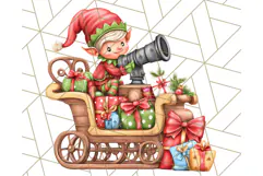 Santa Sleigh Ride Clipart PNG, Flying Reindeer Christmas Art Product Image 3
