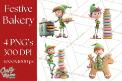 Cozy Christmas Bakery Gingerbread Clip Art PNG Festive Mini Product Image 1