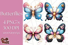 Jewel Toned Butterfly PNG Clipart, Vibrant Butterflies Product Image 1