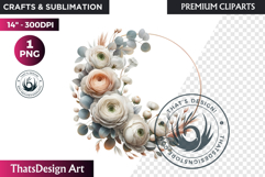 Ethereal Floral arrangements Clipart PNG Rose gold and blush Product Image 1