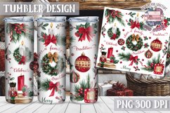 Sublimation Tumbler WRAP Christmas Design Quote Watercolor Product Image 1