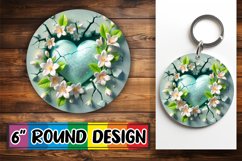 Whimsical Circle Keychain Sublimation PNG, 3D Heart Product Image 1