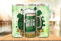 Green Beer Green Cheers Tumbler Wrap PNG Sublimation Design Product Image 1